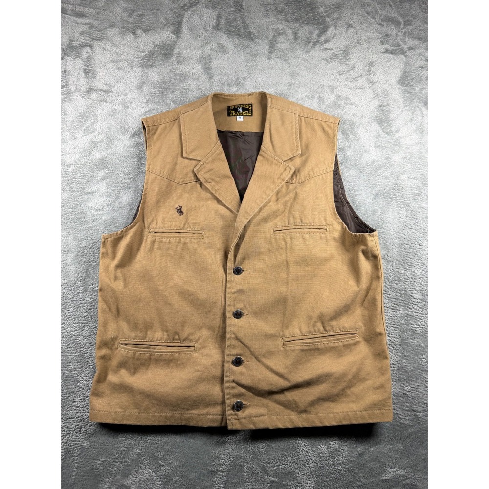 Wyoming Traders Bronco Canvas Vest Mens M Tan Western Cowboy Ranch Workwear